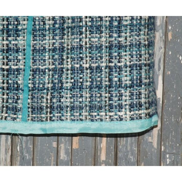 Nine & Company Y2K Tweed Preppy Skirt Size 8 Aqua Blue Side Zip Knee Length Offi - Picture 5 of 7